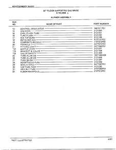30" Floor/burner Assy Page 2 Diagram and Parts List for 2468A  Frigidaire Range