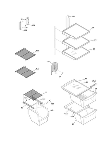 Shelves Diagram and Parts List for FFHS2622MSE  Frigidaire Refrigerator