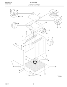 Lower Cabinet/Top Diagram and Parts List for MLE655DW8  Frigidaire Dryer