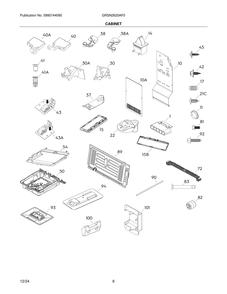 Cabinet Diagram and Parts List for GRSN2620AF0  Frigidaire Refrigerator