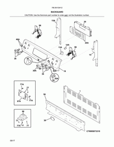 Backguard Diagram and Parts List for 79095103412  Kenmore Range