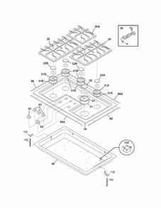 Maintop Diagram and Parts List for 79032243401  Kenmore Cooktop