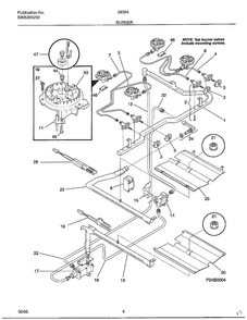Burner Diagram and Parts List for 285847D  Frigidaire Range