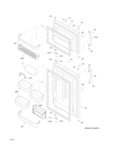 Doors Diagram and Parts List for FGHT1848PF1  Frigidaire Refrigerator
