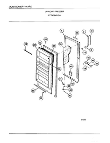 Upright Freezer Page 2 Diagram and Parts List for 40849A  Frigidaire Freezer