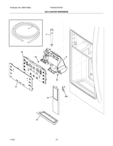 Ice And Water Dispenser Diagram and Parts List for FG4H2272UF02  Frigidaire Freezer