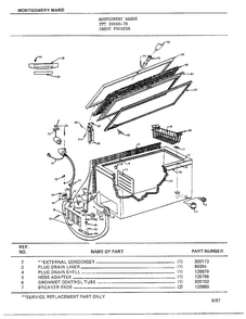 Chest Freezer Diagram and Parts List for 89666-7B  Frigidaire Freezer