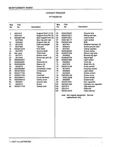 Upright Freezer Page 6 Diagram and Parts List for 49269A  Frigidaire Freezer