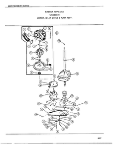 Motor, Idler Drive And Pump Assy Diagram and Parts List for 6307B  Frigidaire Washer