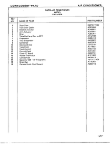 Air Conditioner Page 4 Diagram and Parts List for 5187A  Frigidaire Air Conditioner