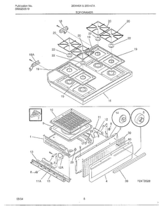 Top/drawer Diagram and Parts List for 283440A  Frigidaire Range
