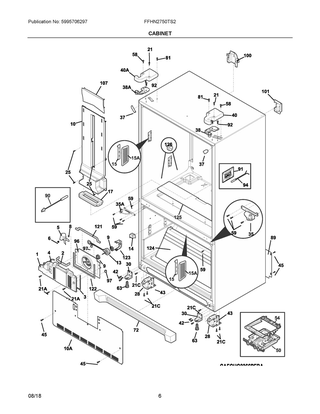 Cabinet Diagram and Parts List for FFHN2750TS2  Frigidaire Refrigerator