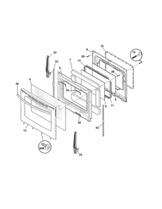 Door Diagram and Parts List for 970598434  Kenmore Range