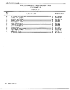 30" Floor/backguard Page 2 Diagram and Parts List for 4438A  Frigidaire Range