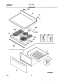 TOP / DRAWER Diagram and Parts List for GLEF396ASB  Frigidaire Range