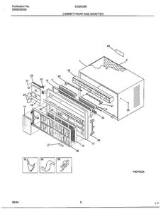 Cabinet Front And Wrapper Diagram and Parts List for 5338009B  Frigidaire Air Conditioner
