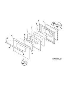 Door Diagram and Parts List for FFEF3005MQD  Frigidaire Range