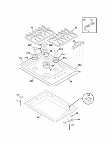 Maintop Diagram and Parts List for 79032423900  Kenmore Cooktop