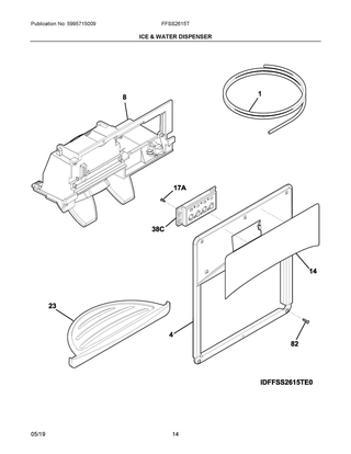 Ice & Water Dispenser Diagram and Parts List for FFSS2615TD1  Frigidaire Refrigerator