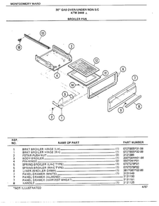 30" Gas Over/under Broiler Pan Diagram and Parts List for 3448A  Frigidaire Range