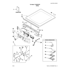 Top And Console Parts Diagram and Parts List for 110C86742701  Kenmore Dryer