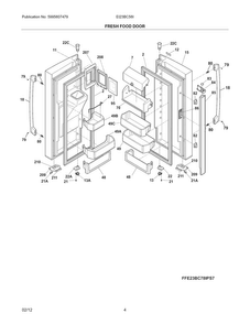 Fresh Food Door Diagram and Parts List for EI23BC56IWB  Electrolux Refrigerator