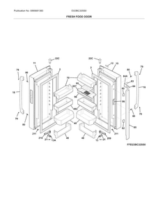 Fresh Food Doors Diagram and Parts List for EI23BC32SS0  Electrolux Refrigerator