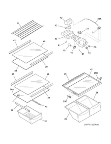 Shelves Diagram and Parts List for FFTR1820SB0  Frigidaire Refrigerator