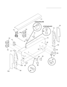 Backguard Diagram and Parts List for CFEF2405LWB  Frigidaire Range