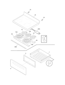 Top/drawer Diagram and Parts List for FGEF3032MWD  Frigidaire Range