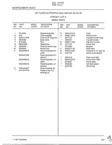 Basic Body Page 2 Diagram and Parts List for 2811  Frigidaire Range