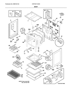 Body Diagram and Parts List for CFEF3017UWD  Frigidaire Range