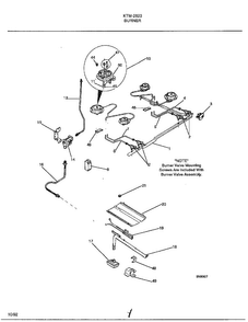 Burner Diagram and Parts List for 2823  Frigidaire Range