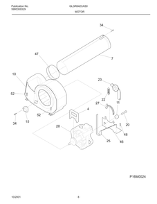 Motor Diagram and Parts List for GLGR642CAS0  Frigidaire Dryer