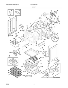 Body Diagram and Parts List for FGEH3047VFF  Frigidaire Range
