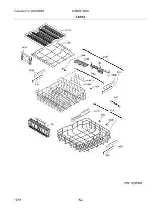 Racks Diagram and Parts List for EI24ID81SS3A  Frigidaire Dishwasher