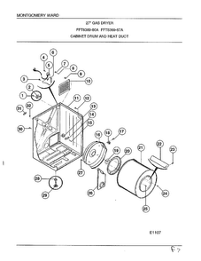 Cabinet Drum And Heat Duct Diagram and Parts List for 8389-80A  Frigidaire Dryer