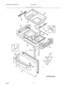 Freezer Drawer, Baskets Diagram and Parts List for FRFS2823AD5  Frigidaire Refrigerator
