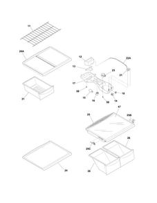 Shelves Diagram and Parts List for FFHI1826LBA  Frigidaire Refrigerator