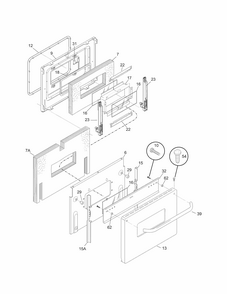 Door Diagram and Parts List for 79090153408  Kenmore Range