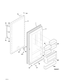 Door Diagram and Parts List for EI32AF80QSA  Electrolux Freezer