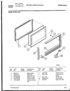 Gas Range Page 11 Diagram and Parts List for 72-3651-00  Tappan Range