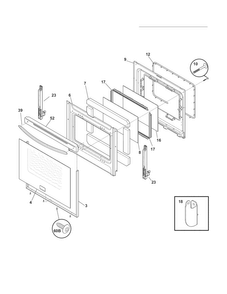 Door Diagram and Parts List for LGEF3033KQF  Frigidaire Range