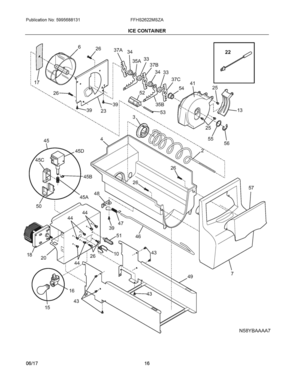 09 - ICE CONTAINER Diagram and Parts List for FFHS2622MSZA  Frigidaire Refrigerator