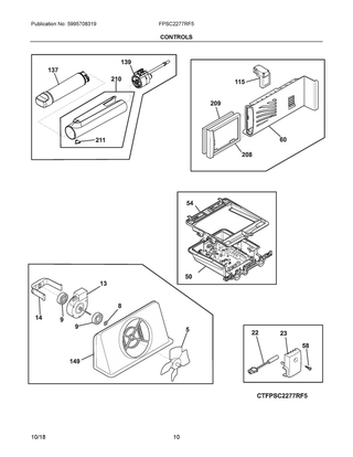 Controls Diagram and Parts List for FPSC2277RF5  Frigidaire Refrigerator
