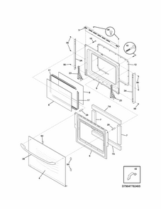 Door Diagram and Parts List for 79047784407  Kenmore Wall Oven