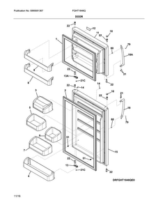Door Diagram and Parts List for FGHT1846QP3  Frigidaire Refrigerator