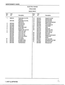 Electric Range/ Basic Body Page 2 Diagram and Parts List for 4129B  Frigidaire Range