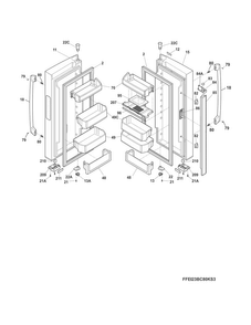 Fresh Food Doors Diagram and Parts List for EI23BC30KS7A  Electrolux Refrigerator