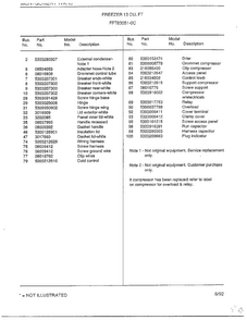 Freezer 13 Cubic Feet  Page 2 Diagram and Parts List for 83051-0C  Frigidaire Freezer